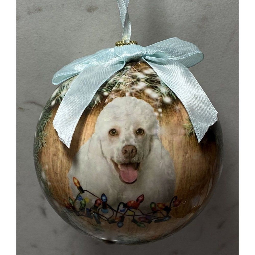 White French Poodle Ornament Animal Planet Let's Go Holiday Pet Shatterproof NEW
